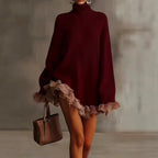 Jarvis | Womens Jumper Knitted High Neck Ruffle Warm Winter Sweater
