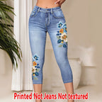 Isla | Womens Leggings Faux Denim Printed Slim Fit
