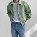 Orla | Mens Bomber Retro Washed Loose Zip Lapel Jacket - 2