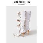 Hazel | Womens Heeled Boots Denim Slim Fit Pointed Toe Ankle Boots