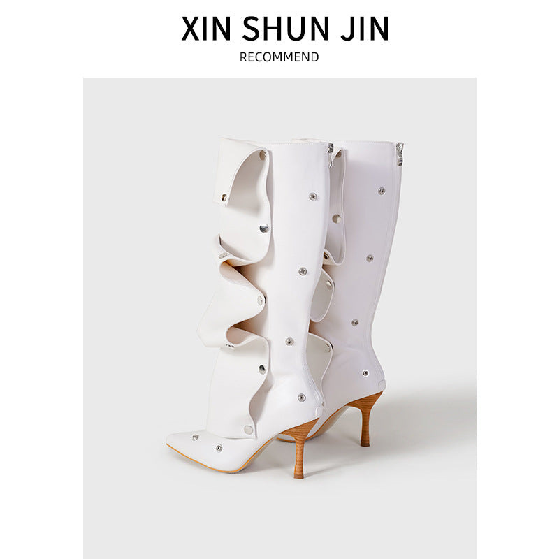 Hazel | Womens Heeled Boots Denim Slim Fit Pointed Toe Ankle Boots