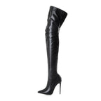 Camilla | Womens Knee High Heeled Pointed Toe Leather Long Boots - 2