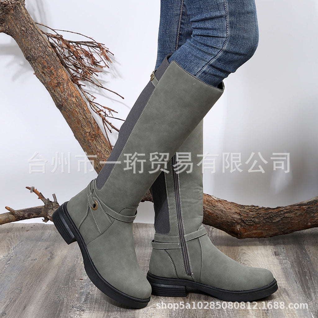Juniper | Womens Knee High Chunky Heel Side Zip Boots - 8