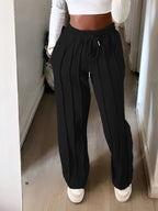 Judd | Womens Wide Leg High Waisted Pleated Palazzo Casual Trousers - 6