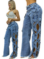 Talia | Womens Jeans Patchwork High Waisted Denim