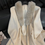Sabine | Womens Shawl Cape Faux Fur Poncho Wrap