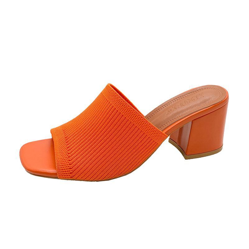 Freya block heel mule in orange