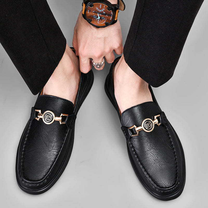 Archer bit driving loafers in black, worn