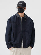 Xanthe | Mens Harrington Jacket Check Collared Bomber Workwear Jacket