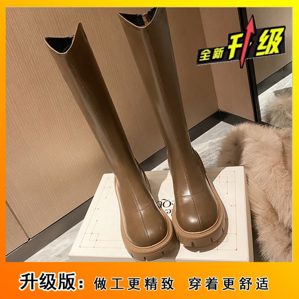 Petra | Womens Knee High Chunky Thick Heel Knight Boots - 8