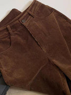 Dulcie | Womens Wide Leg Corduroy Brown Casual Work Trousers - 1