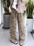 Iris | Womens Wide Leg Trousers Leopard Print High Waisted Palazzo Casual Pants