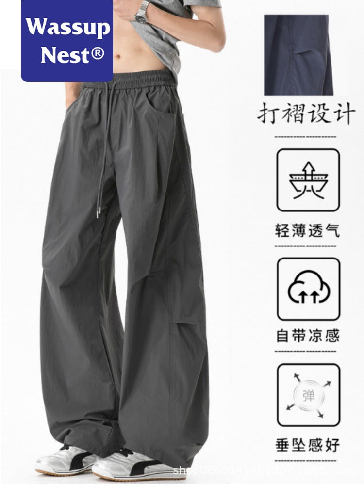 Gustav | Mens Trousers Lightweight Pleated Wide Leg Casual Pants