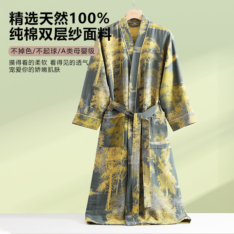 Fern | Womens Dressing Gown Cotton Kimono Bathrobe Robe