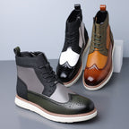 Blythe | Mens Leather Lace Up Combat Military Mid Calf Boots - 2