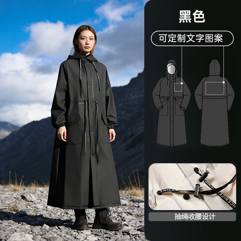 Solene | Womens Raincoat Waterproof Hooded Long Rain Poncho Jacket