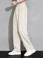 Nathaniel | Mens Wide Leg Straight Loose Casual Summer Trousers - 1