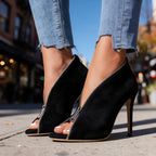 Vivienne Zip Peep Toe Heels in black