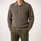 Aaron | Mens Knit Cardigan Shirt Jacket Collared Casual Loose, Design 1