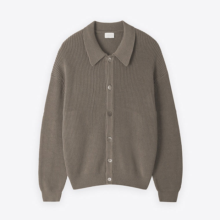 Aaron | Mens Knit Cardigan Shirt Jacket Collared Casual Loose