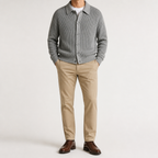 Aaron | Mens Knit Cardigan Shirt Jacket Collared Casual Loose, Grey