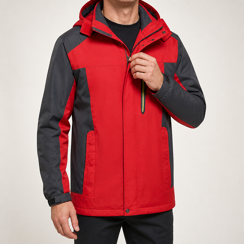 Abe | Mens Fleece Lined Waterproof Windproof Snowboard Ski Jacket, Red 2