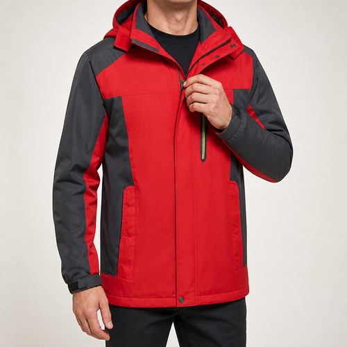 Abe | Mens Fleece Lined Waterproof Windproof Snowboard Ski Jacket, Red 2