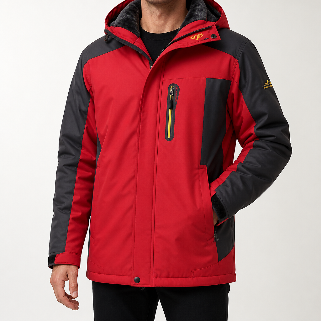 Abe | Mens Fleece Lined Waterproof Windproof Snowboard Ski Jacket, Red