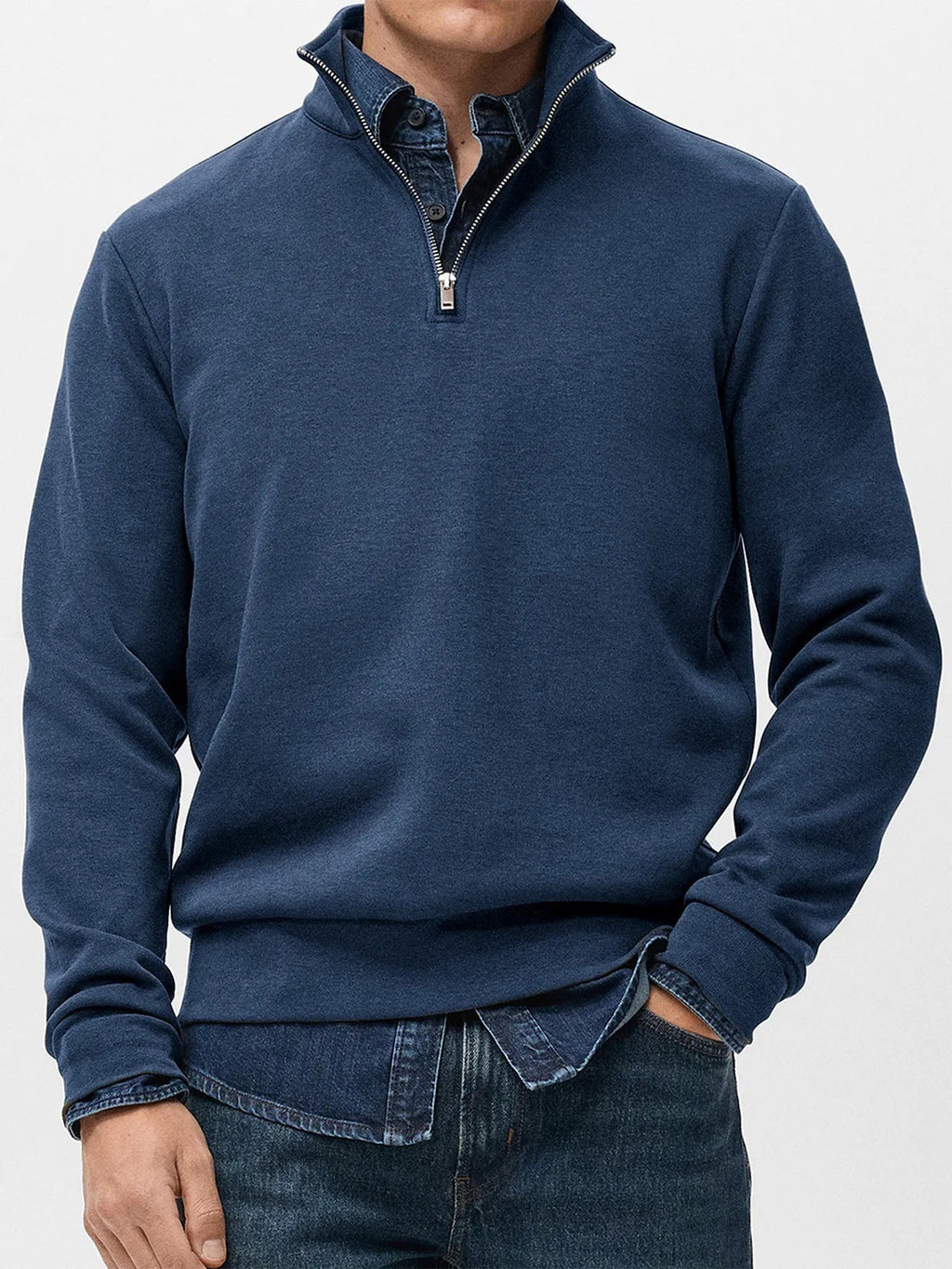 Abel | Half Zip Fleece Mens Sweatshirt, Navy Blue