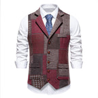 Abel | Mens Vintage Retro Single Breasted Party Vest - Wine Red