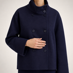 Adelaide | Womens Wool Blend Stand Collar Warm Winter Jacket, Dark Blue 2