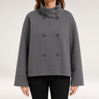 Adelaide | Womens Wool Blend Stand Collar Warm Winter Jacket, Grey 2