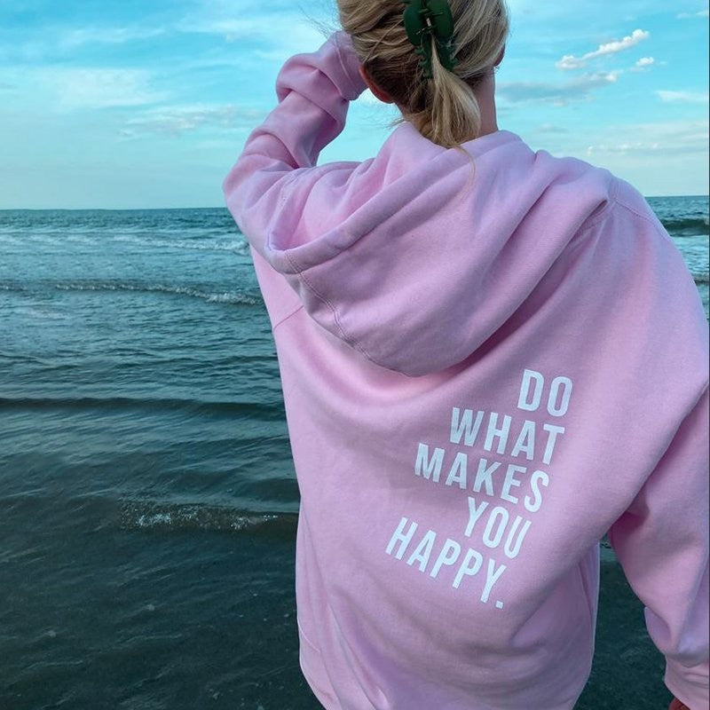 Adeline | Womens Vintage Letter Print Loose Hooded Pullover - 6