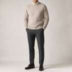 Adrian | Mens Slim Fit Round Neck Knit Sweater Crewneck Pullover, Camel