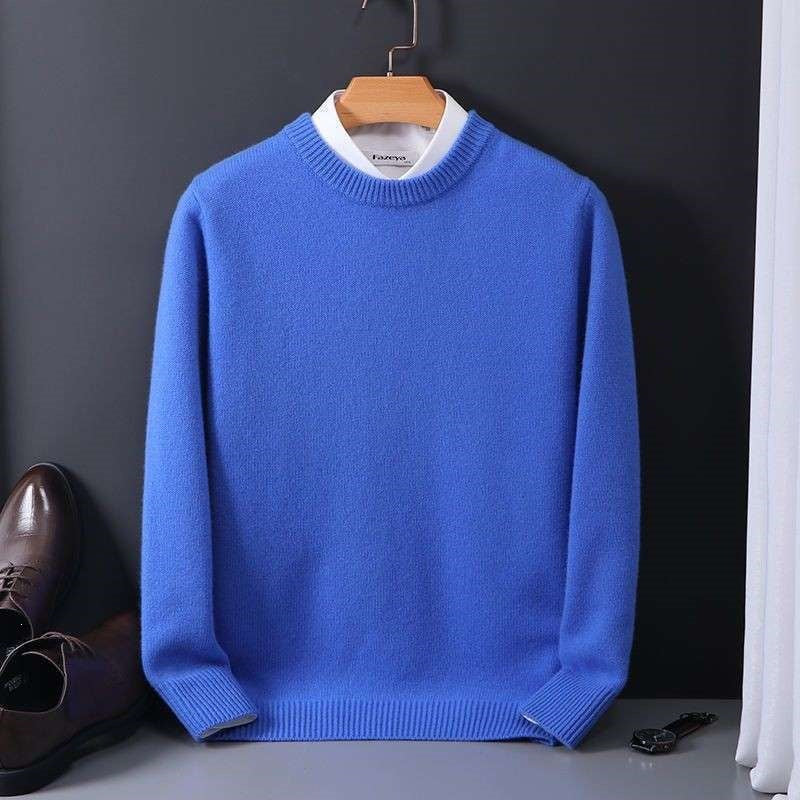 Adrian | Mens Slim Fit Round Neck Knit Sweater Crewneck Pullover
