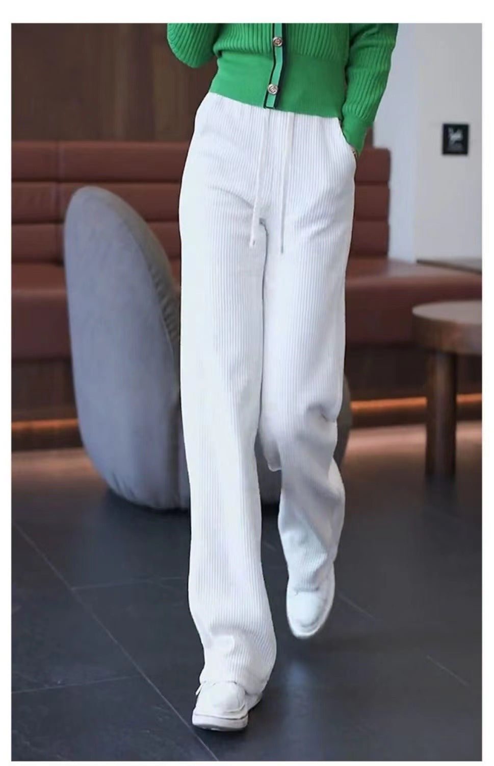 Agnes | Womens Corduroy Wide Leg High Waisted Casual Pants