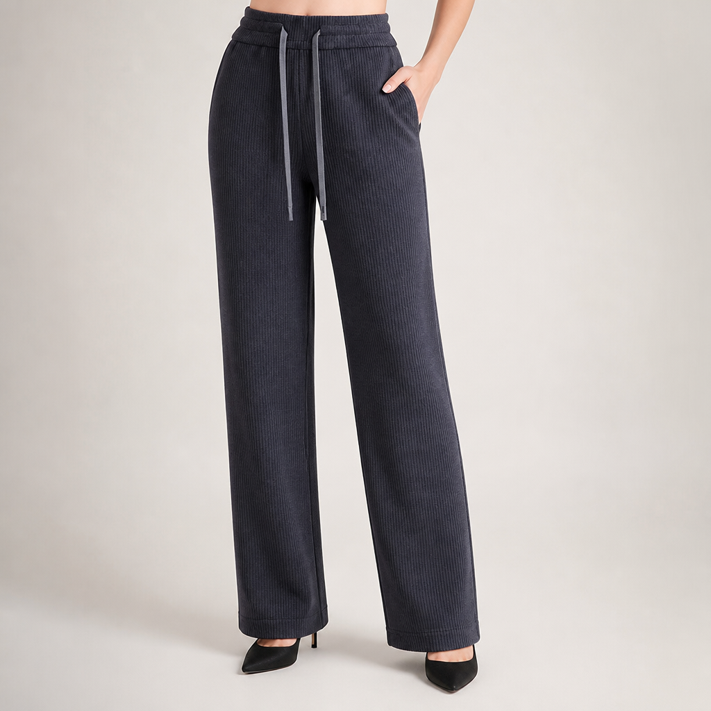 Agnes | Womens Corduroy Wide Leg High Waisted Casual Pants, Gray