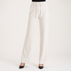 Agnes | Womens Corduroy Wide Leg High Waisted Casual Pants, White