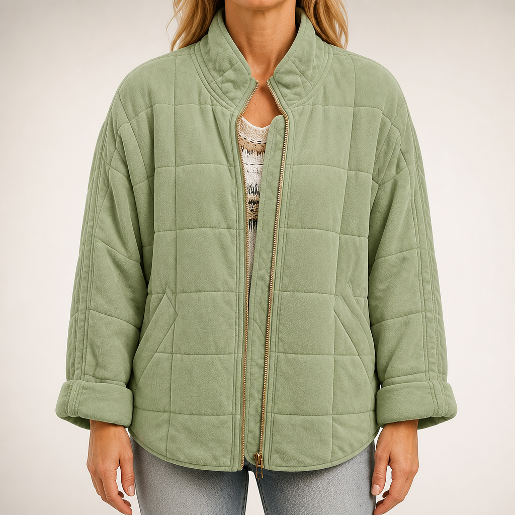 Ainsley | Womens Stand Collar Padded Winter Puffer Jacket, Mint Green