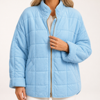 Ainsley | Womens Stand Collar Padded Winter Puffer Jacket, Sky Blue
