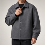 Alan | Mens Wool Winter Jacket Casual Loose Fall Coat Outerwear, Grey