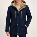 Alaric | Fleece Lined Hooded Mens Winter Padded Coat, Blue
