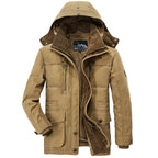 Alaric | Fleece Lined Hooded Mens Winter Coat, Khaki