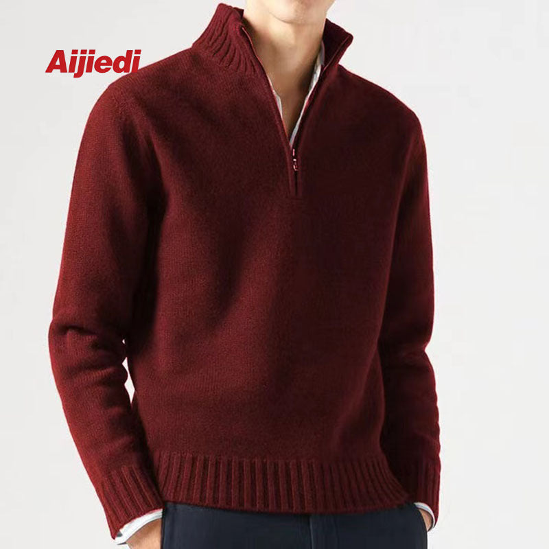 Alaric | Mens Zip Collar Wool Knitted Jumper - 2