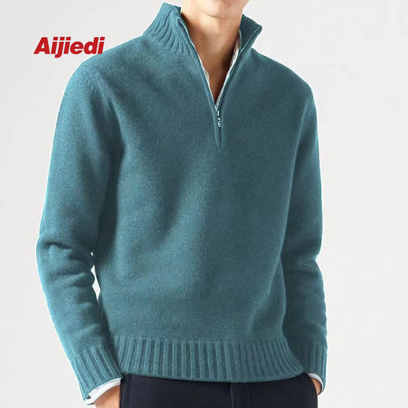 Alaric | Mens Zip Collar Wool Knitted Jumper - 3