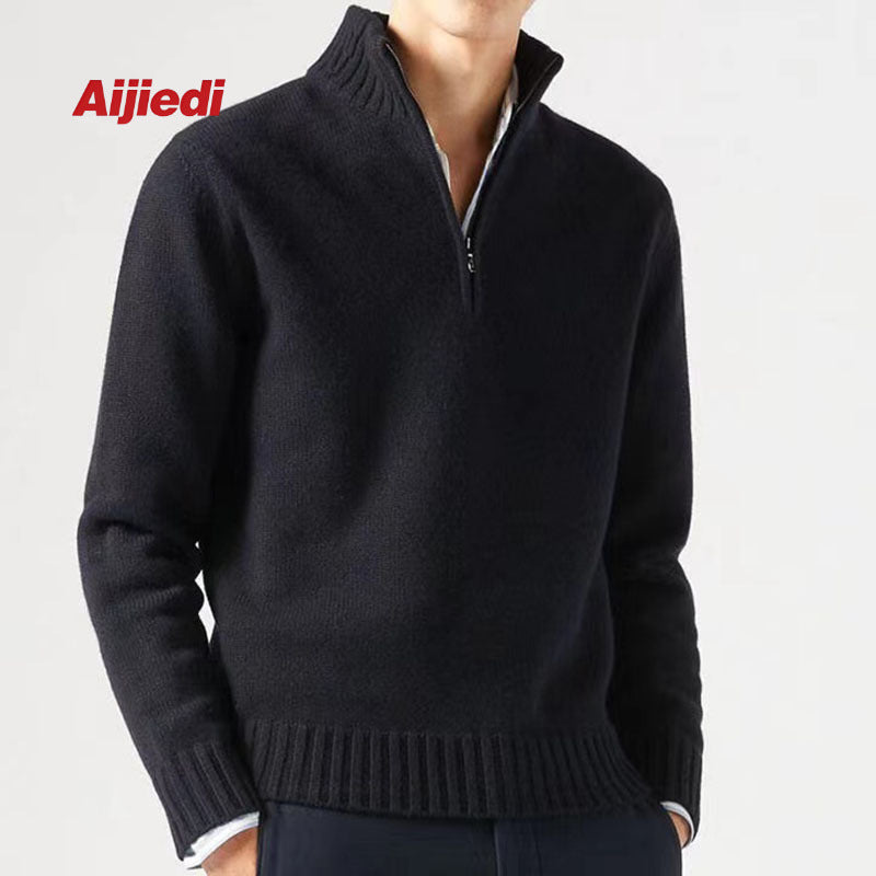 Alaric | Mens Zip Collar Wool Knitted Jumper - 4