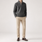 Alaric | Mens Wool Knitted Jumper Zip Collar Knit Sweater, Grey
