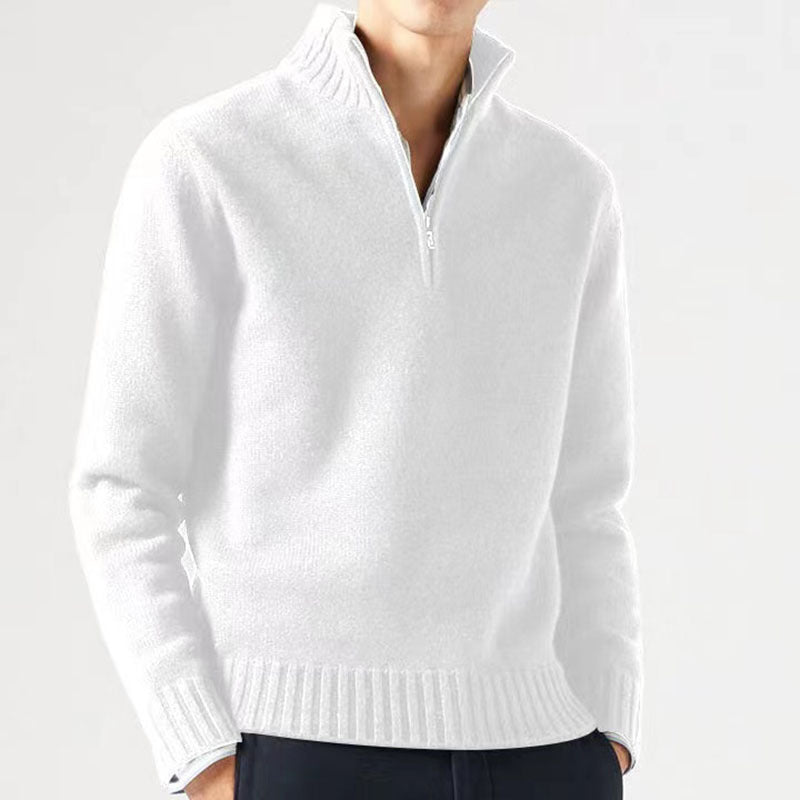 Albert | Mens Wool Knit Zip Collar Pullover Sweater