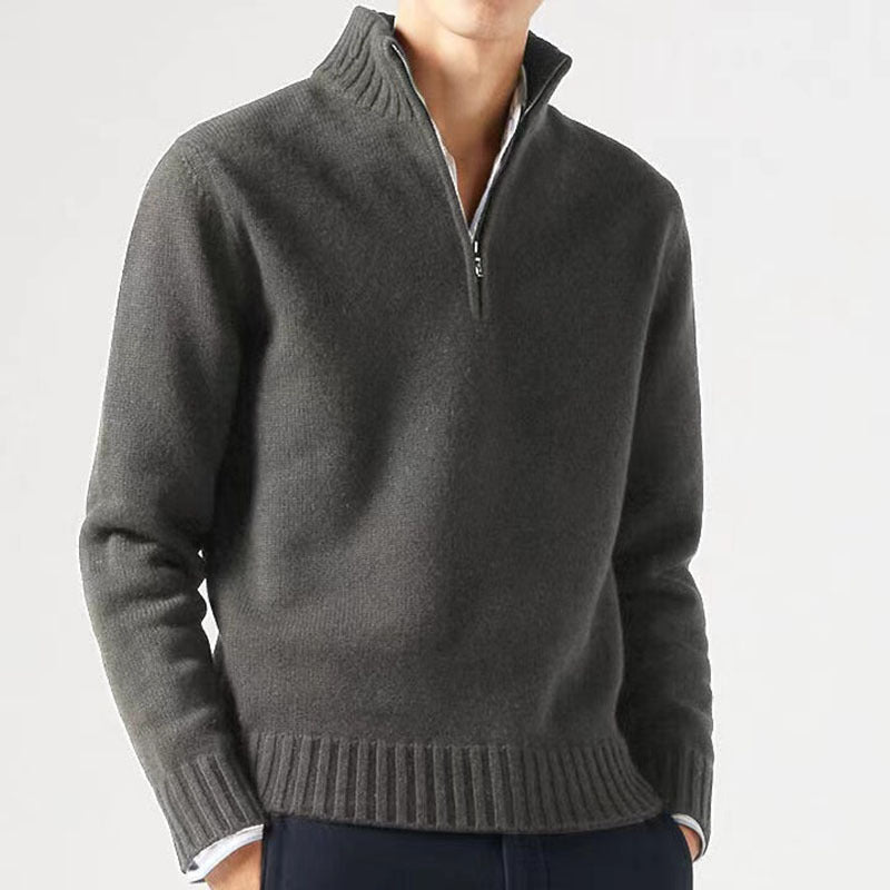 Albert | Mens Wool Knit Zip Collar Pullover Sweater