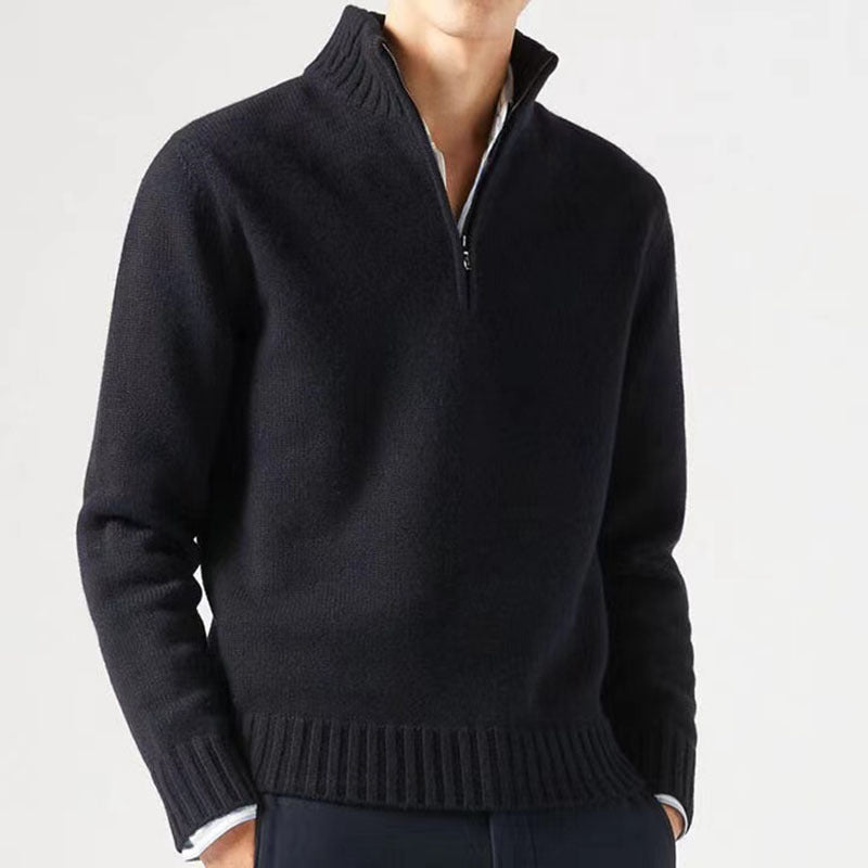 Albert | Mens Wool Knit Zip Collar Pullover Sweater